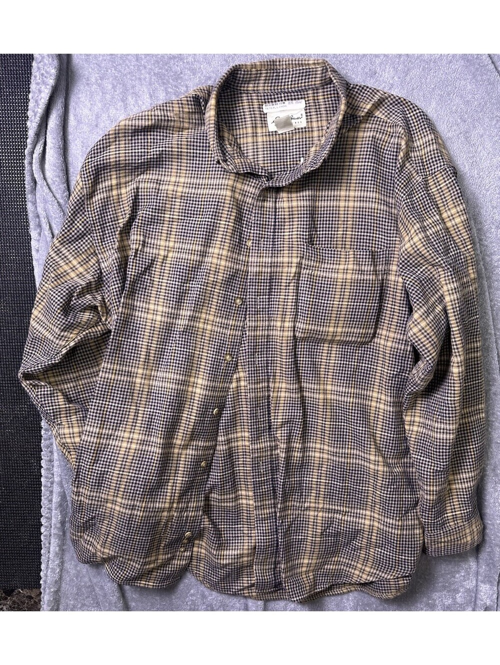 Vintage 90s Eddie Bauer Flannel Shirt Mens XXL Plaid Grunge Hong Kong Cotton